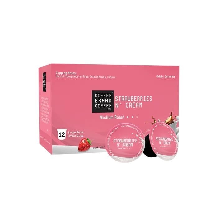 Premium Blend Coffee Brand KCups with Strawberry Cream Flavored Coffee | Sweet, Smooth, And Velvety Texture for A Deliciously Unique Coffee Experience | 12 Pack - Image 1